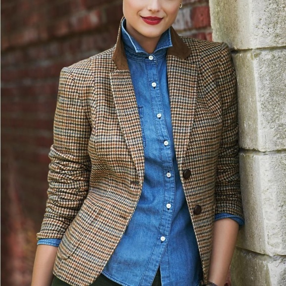 Talbots Jackets & Blazers - 8 Talbots Brown Houndstooth Riding Blazer